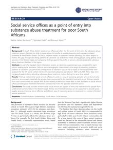Social service offices as a point of entry into substance abuse treatment for poor South Africans