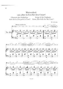 Partition de piano, A Life pour pour Tsar, Ivan Susanin
