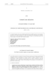 Livre blanc du Comité des Régions sur la gouvernance à ...