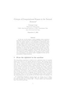Critique of Computational Reason in the Natural Sciences