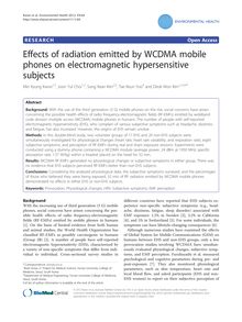 Effects of radiation emitted by WCDMA mobile phones on electromagnetic hypersensitive subjects
