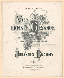 Partition complète, 4 Serious chansons, Vier ernste Gesänge, Brahms, Johannes