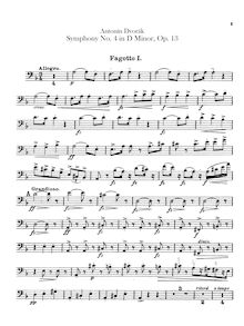 Partition basson 1, 2, Symphony No.4, Symfonie č.4, D minor, Dvořák, Antonín