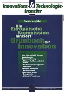 Innovations & Technologietransfer. Die Europäische Kommission lanciert Grünbuch zur Innovation