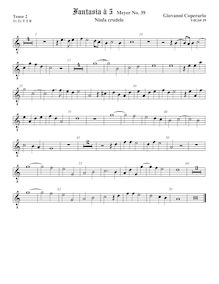 Partition ténor viole de gambe 2, octave aigu clef, Fantasia pour 5 violes de gambe, RC 52