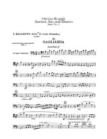 Partition basson 1, 2, Antiche danze et arie per liuto, Respighi, Ottorino