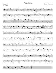 Partition ténor viole de gambe 3, basse clef, Ave Maria, Parsons, Robert