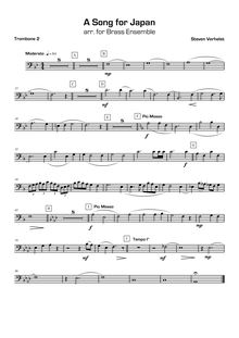 Partition Trombone 2, A Song pour Japan, Verhelst, Steven par Steven Verhelst