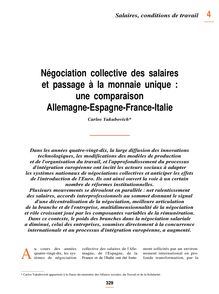 Négociation collective des salaires et passage à la monnaie unique : une comparaison Allemagne-Espagne-France-Italie