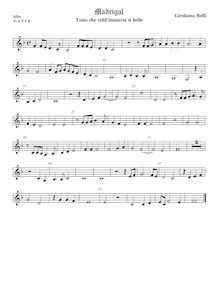 Partition ténor viole de gambe 1, aigu clef, Madrigali a 5 voci, Libro 7 par Girolamo Belli