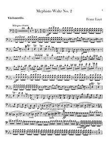 Partition violoncelles, Mephisto Waltz No.2, Zweiter Mephisto-Walzer