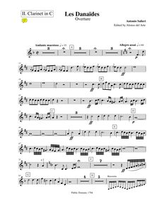 Partition clarinette 2 (C), Les Danaïdes, Salieri, Antonio