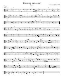 Partition ténor viole de gambe (alto clef), Canzon I  La Spiritata 