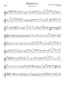 Partition ténor viole de gambe, octave aigu clef, Fantasia pour 3 violes de gambe par John Coperario