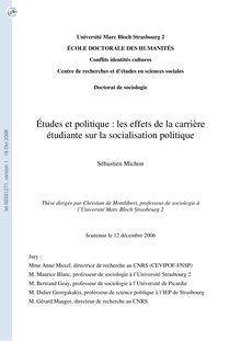 Études et politique : les effets - [tel-00331271, v1] Études et ...