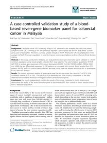 A case-controlled validation study of a blood-based seven-gene biomarker panel for colorectal cancer in Malaysia