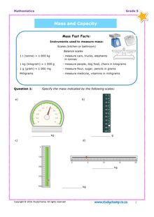 Grade 5 Maths: Workbook - Measurement - Mass And Capacity