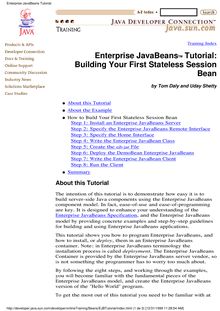Enterprise JavaBeans Tutorial