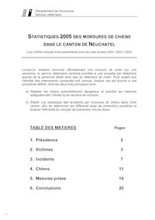 STATISTIQUES DES MORSURES DE CHIENS DANS LE CANTON DE NEUCHATEL ...