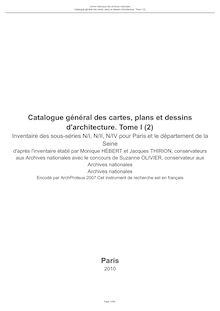 Catalogue général des cartes, plans et dessins d architecture ...