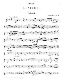 Partition violon 2, corde quatuor No.2, Op.14, F major, Alary, Georges