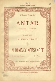 Partition couverture couleur, Symphony No.2, Antar (Антар), Rimsky-Korsakov, Nikolay