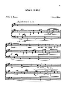 Partition No.2 - Speak, Music!, Two chansons, Elgar, Edward
