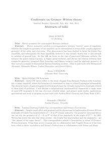 Conference on Gromov–Witten theory Institut Fourier Grenoble July 4th 8th