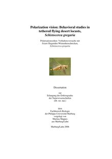 Polarization vision [Elektronische Ressource] : behavioral studies in tethered flying desert locusts, Schistocerca gregaria = Polarisationssehen / vorgelegt von Martina Mappes