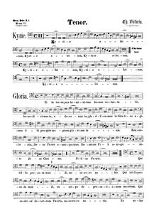 Partition ténor (monochrome), Missa Quarti toni, Victoria, Tomás Luis de
