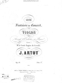 Partition de piano, Grande Fantaisie de Concert, Artôt, Alexandre Joseph