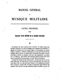 Partition Livre Premier, Manuel général de Musique militaire à l usage des Armées françaises