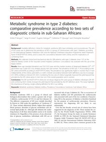 Metabolic syndrome in type 2 diabetes: comparative prevalence according to two sets of diagnostic criteria in sub-Saharan Africans