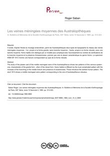Les veines méningées moyennes des Australopithèques - article ; n°3 ; vol.10, pg 313-323