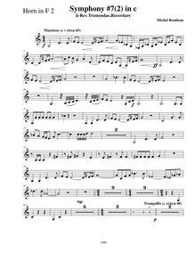 Partition cor 2 (F), Symphony No.7  Requiem , C minor, Rondeau, Michel par Michel Rondeau