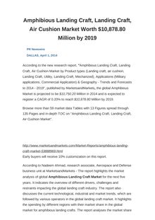 Amphibious Landing Craft, Landing Craft, Air Cushion Market Worth $10,878.80 Million by 2019