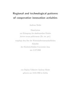 Regional and technological patterns of cooperative innovation activities [Elektronische Ressource] / von Andreas Meder