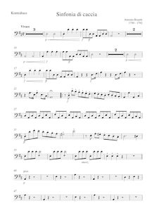 Partition Basses, Symphonie de chasse en D major, Simphonie de Chasse a 2 Violons, 2 Alto et Violoncelle, Contrabasse, 2 Clarinette, 2 Hautbois, 2 Flutes, 2 Cors, 2 trompette et timbale ad libitum