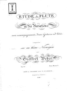 Partition parties complètes, Etude et Variations on a norvégien Theme pour flûte et guitare, Op.39
