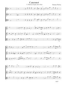 Partition No.12 Thirsis, let pity move thee - partition complète, chansonnettes, ou Little Short chansons to Three Voyces
