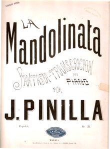 Partition complète, La Mandolinata, Fantasia-Transcripción, Pinilla, José