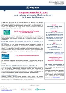 Studyrama organise 2 salons d orientation thématiques à Lyon le 3 février 2018 