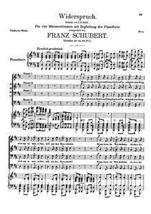 Partition voix et partition de piano, Widerspruch, D.865 (Op.105 No.1)