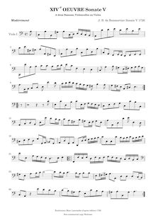 Partition viole de gambe 1, 6 sonates pour 2 bassons, violoncelles ou violes de gambe, Op.14 par Joseph Bodin de Boismortier
