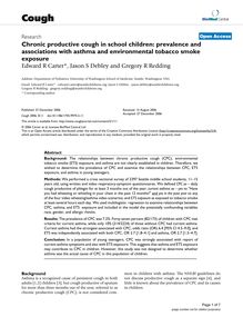 Chronic productive cough in school children: prevalence and associations with asthma and environmental tobacco smoke exposure