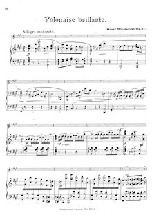 Partition de piano et partition de violon, Polonaise brillante No.2