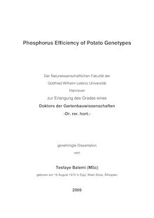 Phosphorus efficiency of potato genotypes [Elektronische Ressource] / von Tesfaye Balemi