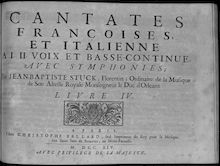 Partition Livre 4, Cantates, Stuck, Jean-Baptiste