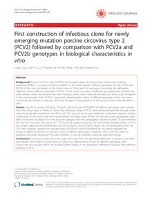First construction of infectious clone for newly emerging mutation porcine circovirus type 2 (PCV2) followed by comparison with PCV2a and PCV2b genotypes in biological characteristics in vitro