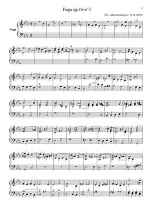 Partition No.3 en E♭, 6 Fugues, op.16, Albrechtsberger, Johann Georg